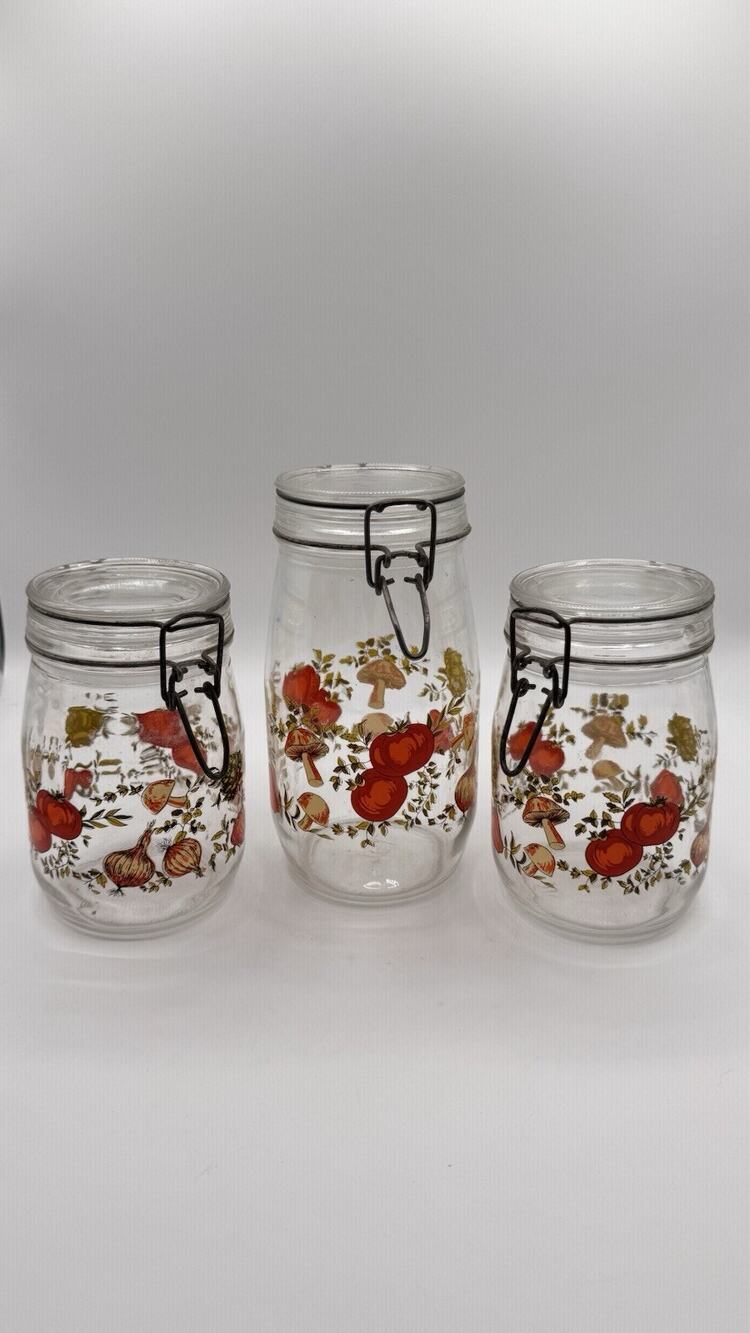 VTG Set Of 3 Niveau de Remplissage Arc France Canisters Spice Of Life Tomato